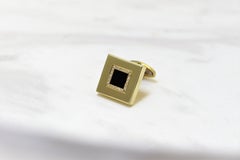 Square Black Onyx Cufflinks with Brilliant Cut Diamonds in 14Kt Yellow Gold
