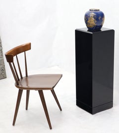 Square Black Onyx Lacquer Beveled Edge Tall Pedestal Stand