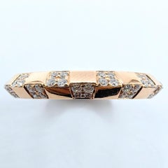 Square Block Round Brilliant Cut Diamond Band Ring in 18K Rose Gold