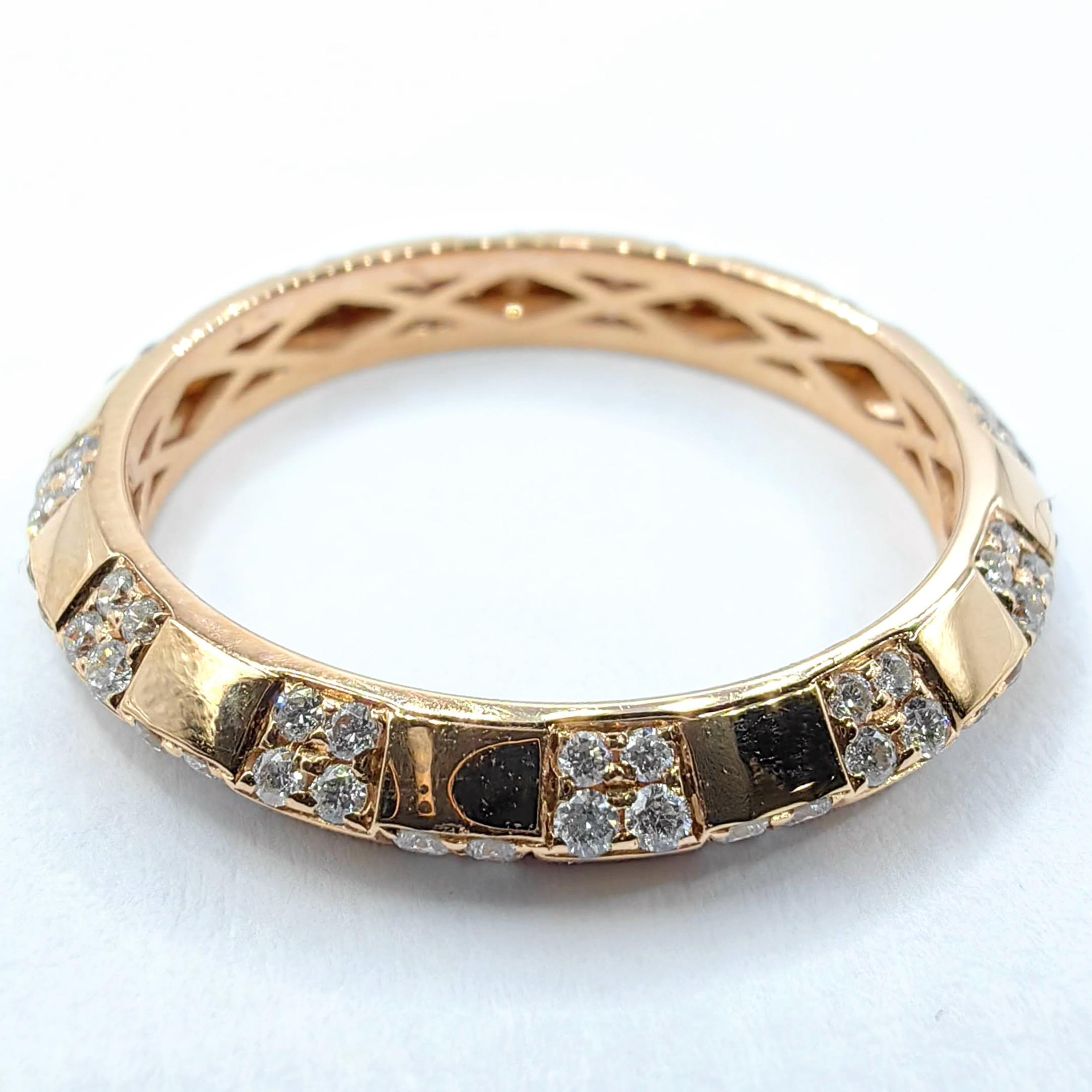 Im Angebot: Quadratischer Diamantring mit rundem Brillantschliff aus 18 Karat Roségold () 6