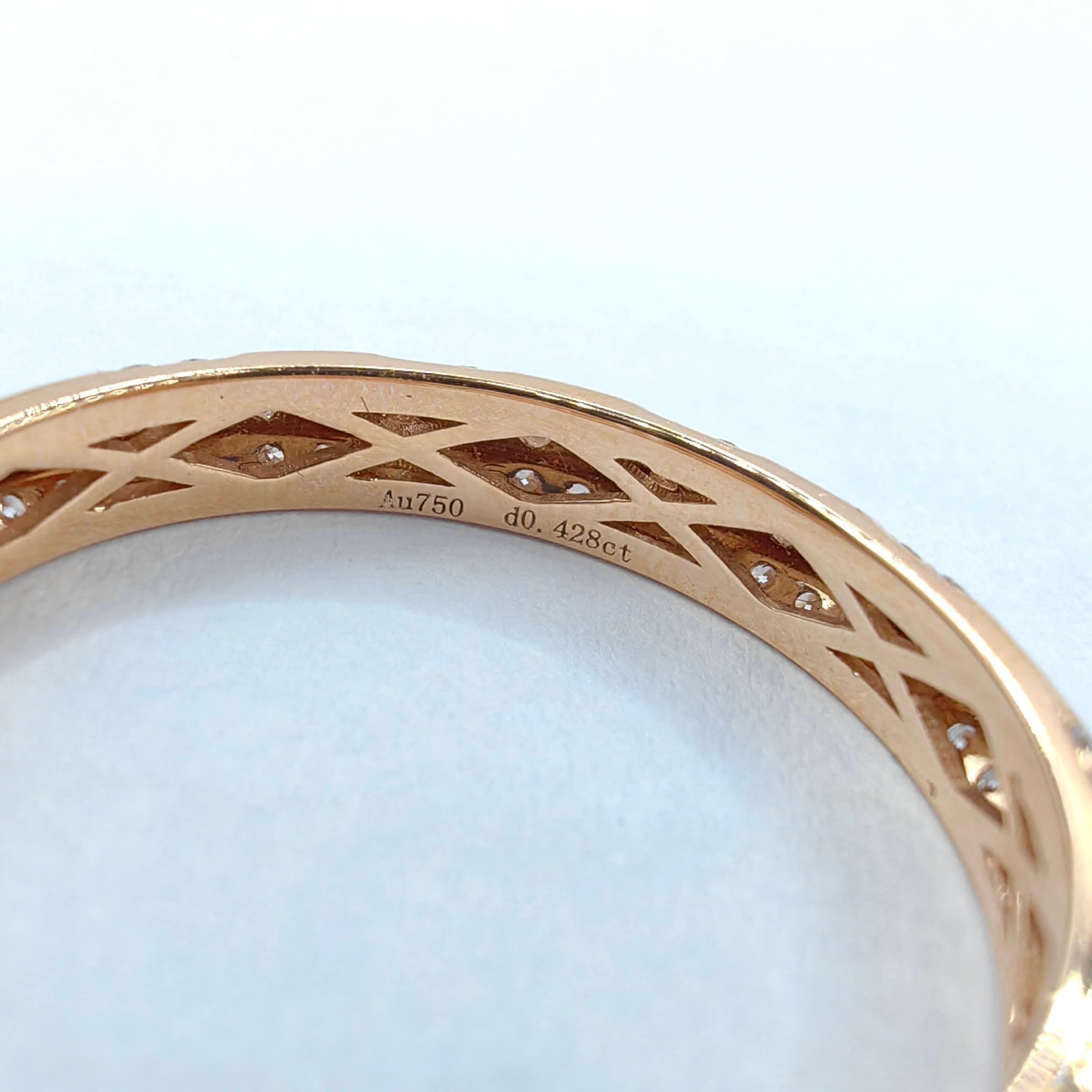 Im Angebot: Quadratischer Diamantring mit rundem Brillantschliff aus 18 Karat Roségold () 7