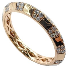 Square Block Round Brilliant Cut Diamond Band Ring in 18K Rose Gold