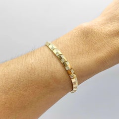 Square Block Round Brilliant Cut Diamond Bracelet in 18K Yellow Gold