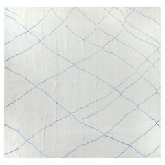 Tapis marocain carré bleu et Off-White