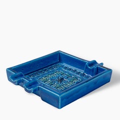 Square Blue Ashtray by Aldo Londi