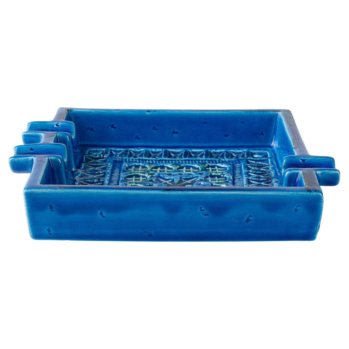 Square Blue Ashtray by Aldo Londi