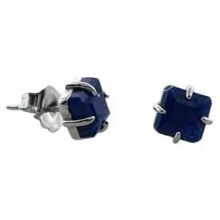 Square Blue Lapis Stud Earrings For Sale at 1stDibs