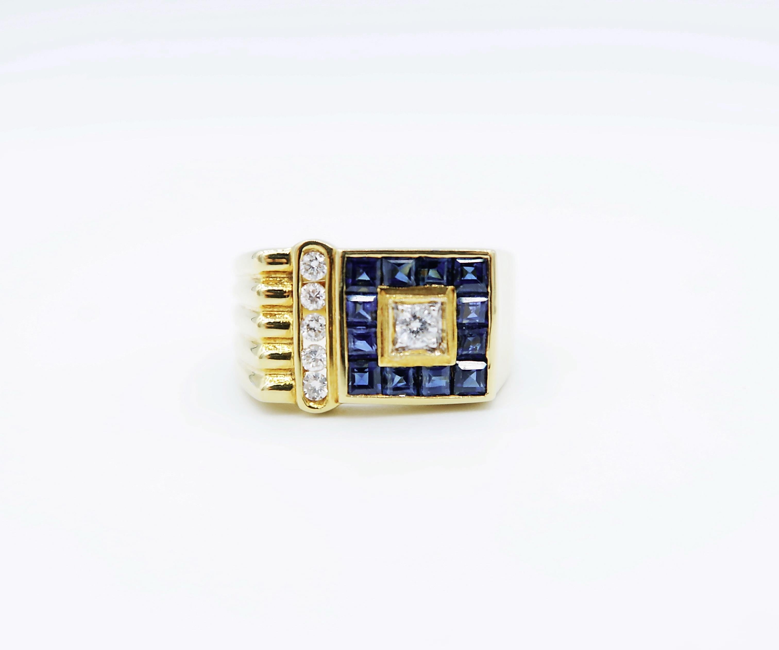 blue sapphire square ring
