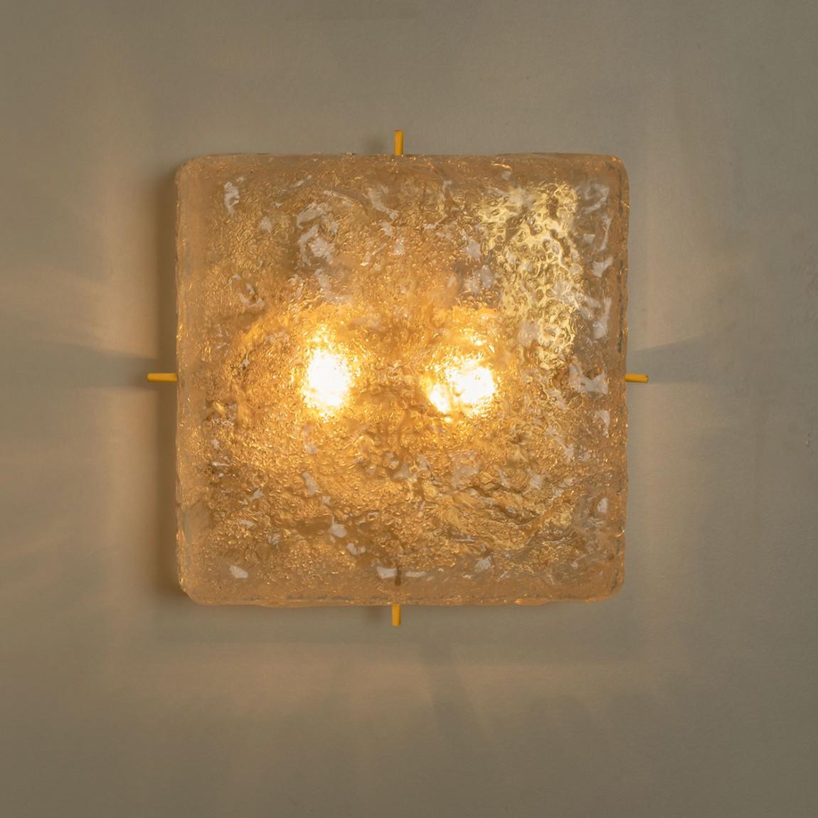 Lampes encastrées carrées en laiton et verre Limburg Glashtte, 1970 en vente 2