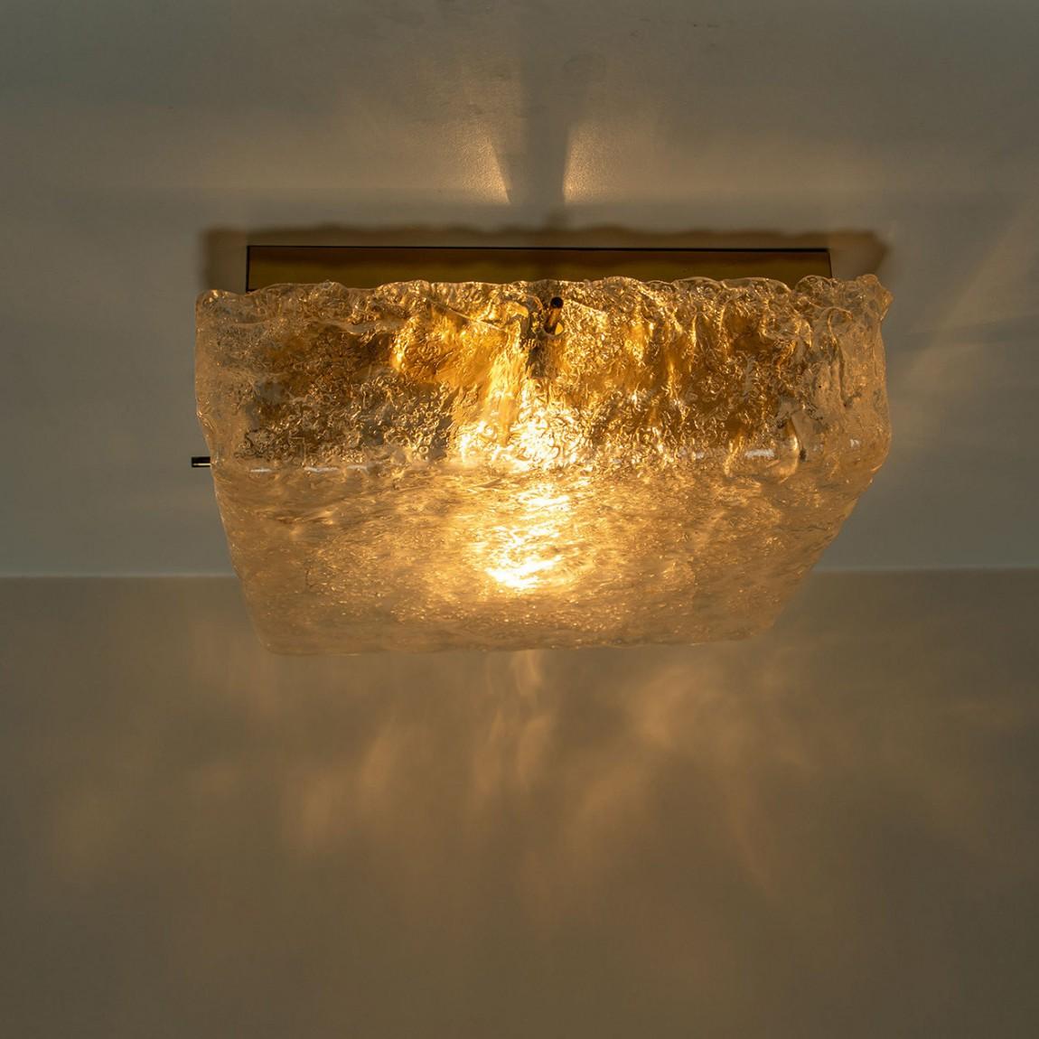 Lampes encastrées carrées en laiton et verre Limburg Glashtte, 1970 en vente 3