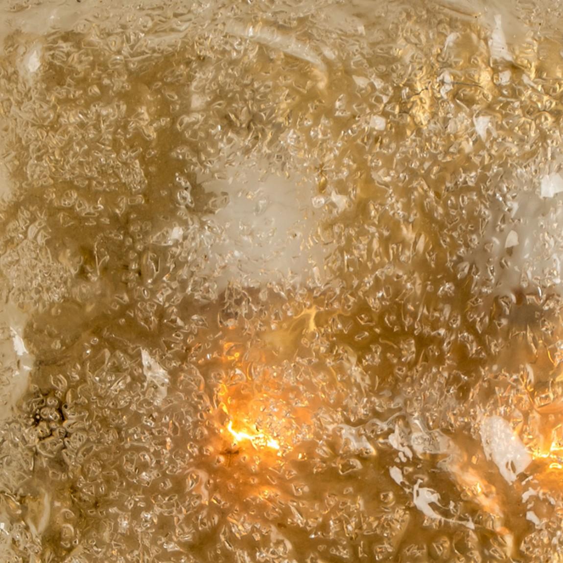 Lampes encastrées carrées en laiton et verre Limburg Glashtte, 1970 Bon état - En vente à Rijssen, NL