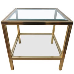 Square Brass and Glass Side Table by Pierre Vandel, 1970s