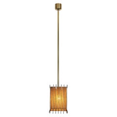 Square Brass and Lace Hanging Lamp, Sweden 1960s