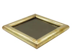 Empiler de poche carré en laiton et miroir, Italie, années 1970