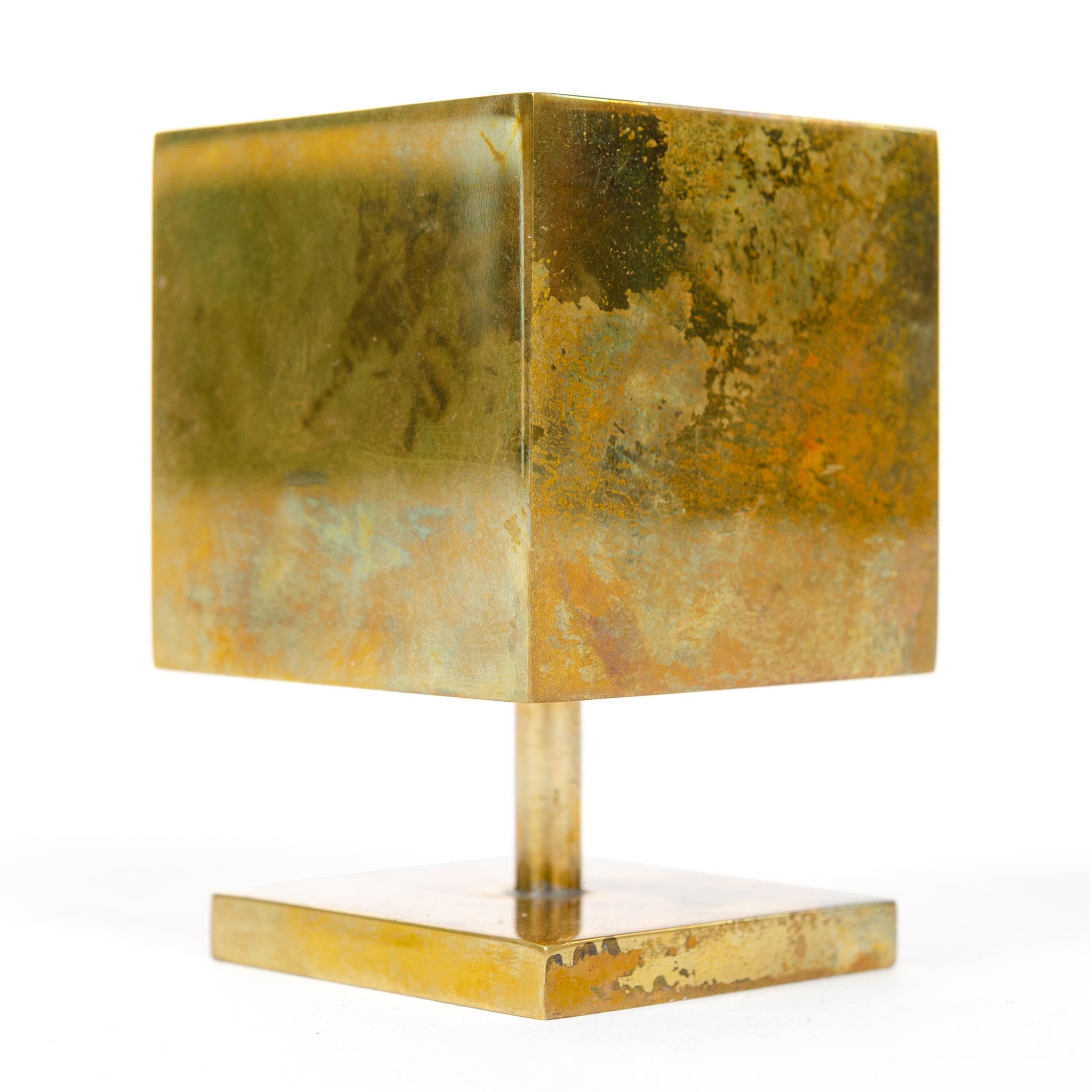 Mid-Century Modern Square Brass Candleholder For Sale