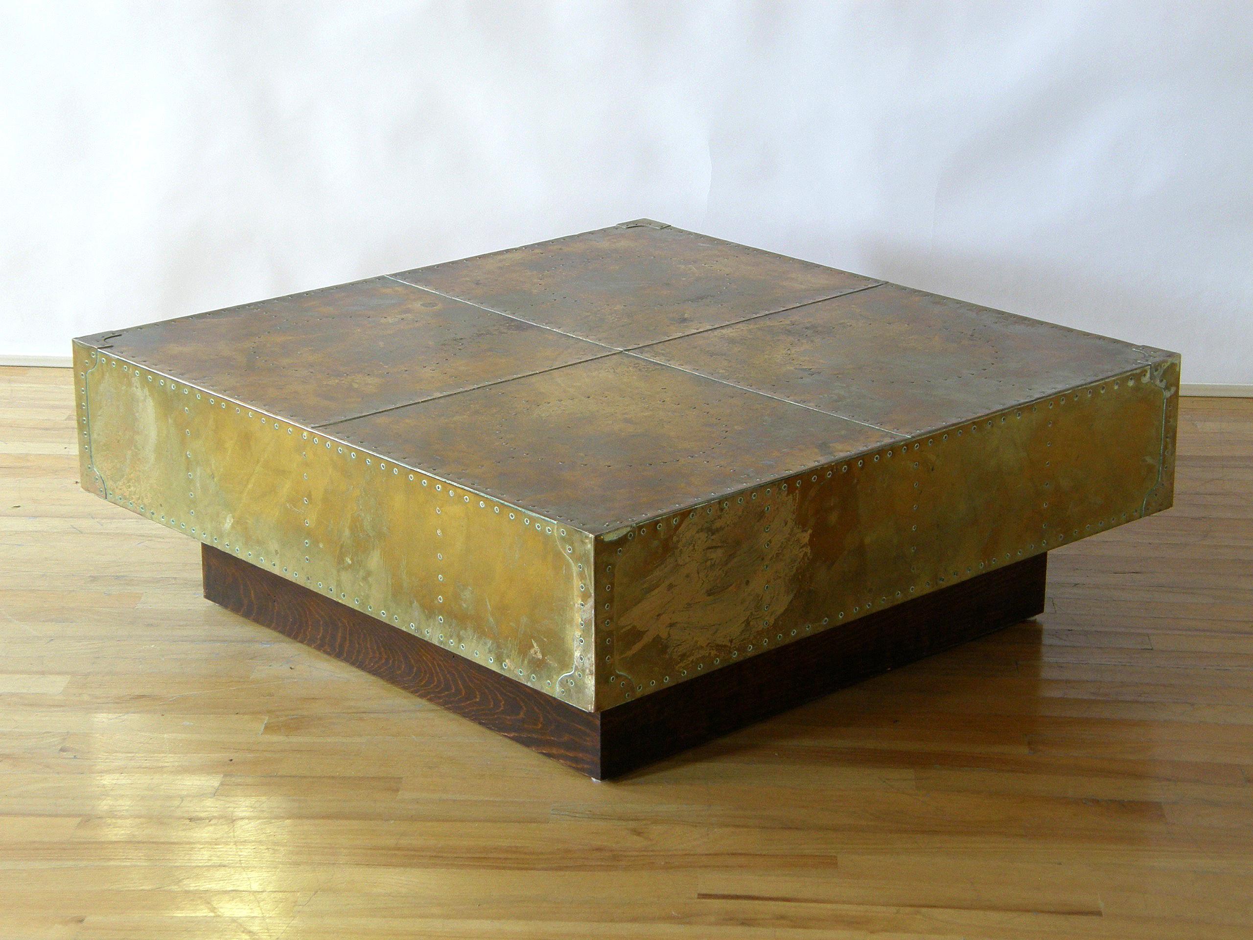 square brass coffee table