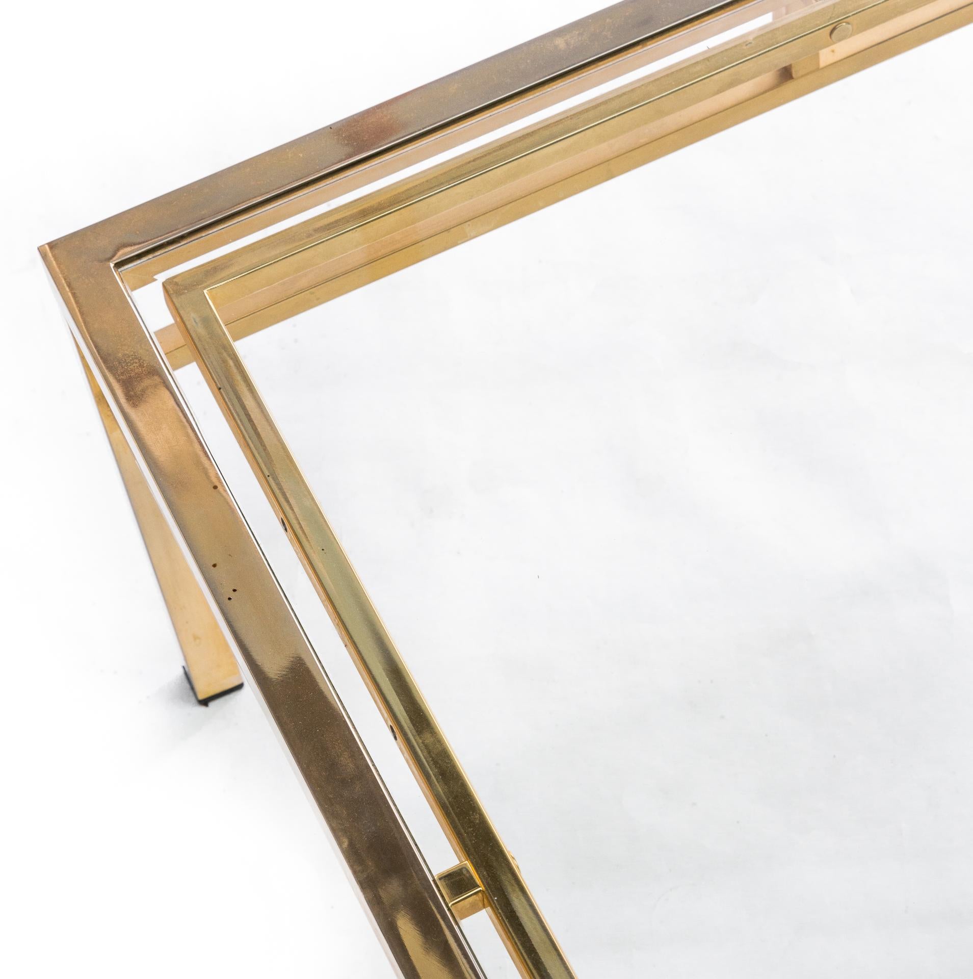 Post-Modern Square Brass Coffee Table For Sale