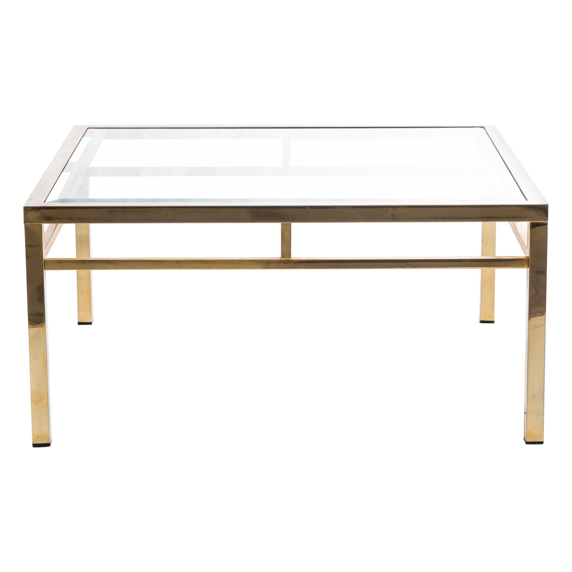 Square Brass Coffee Table For Sale