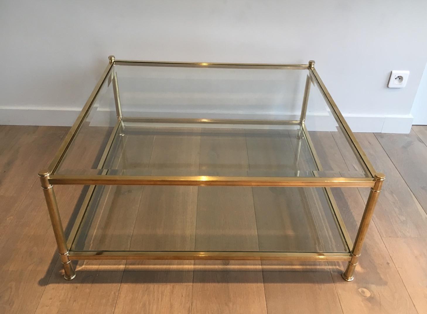Square Brass Coffee Table, French, circa 1970 7