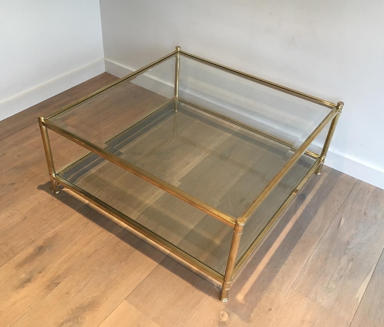 Square Brass Coffee Table, French, circa 1970 8