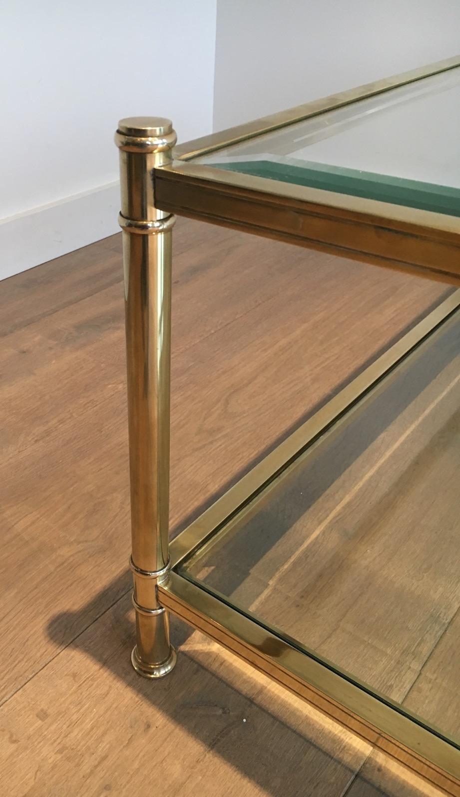 Late 20th Century Square Brass Coffee Table, French, circa 1970