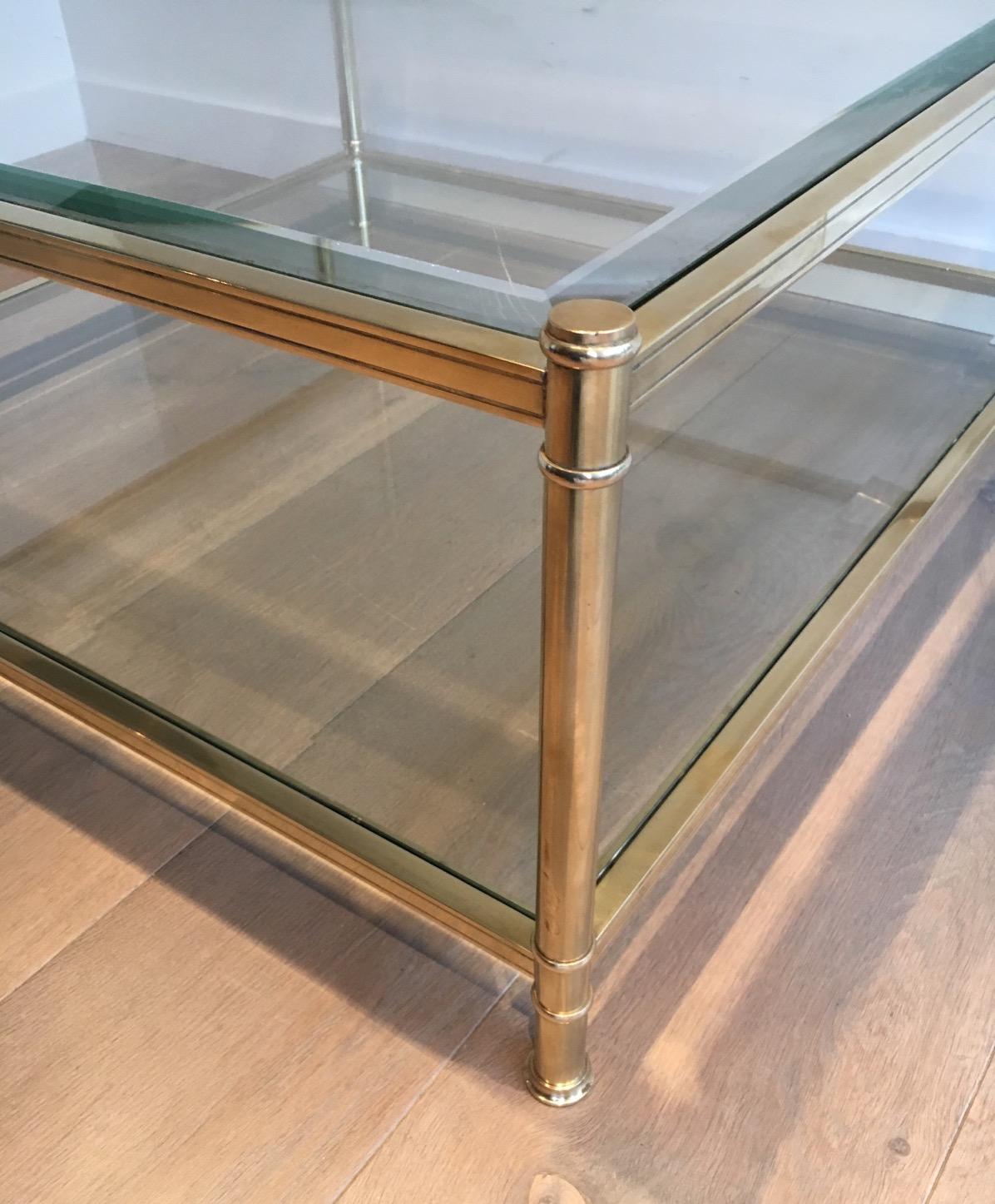 Square Brass Coffee Table, French, circa 1970 2