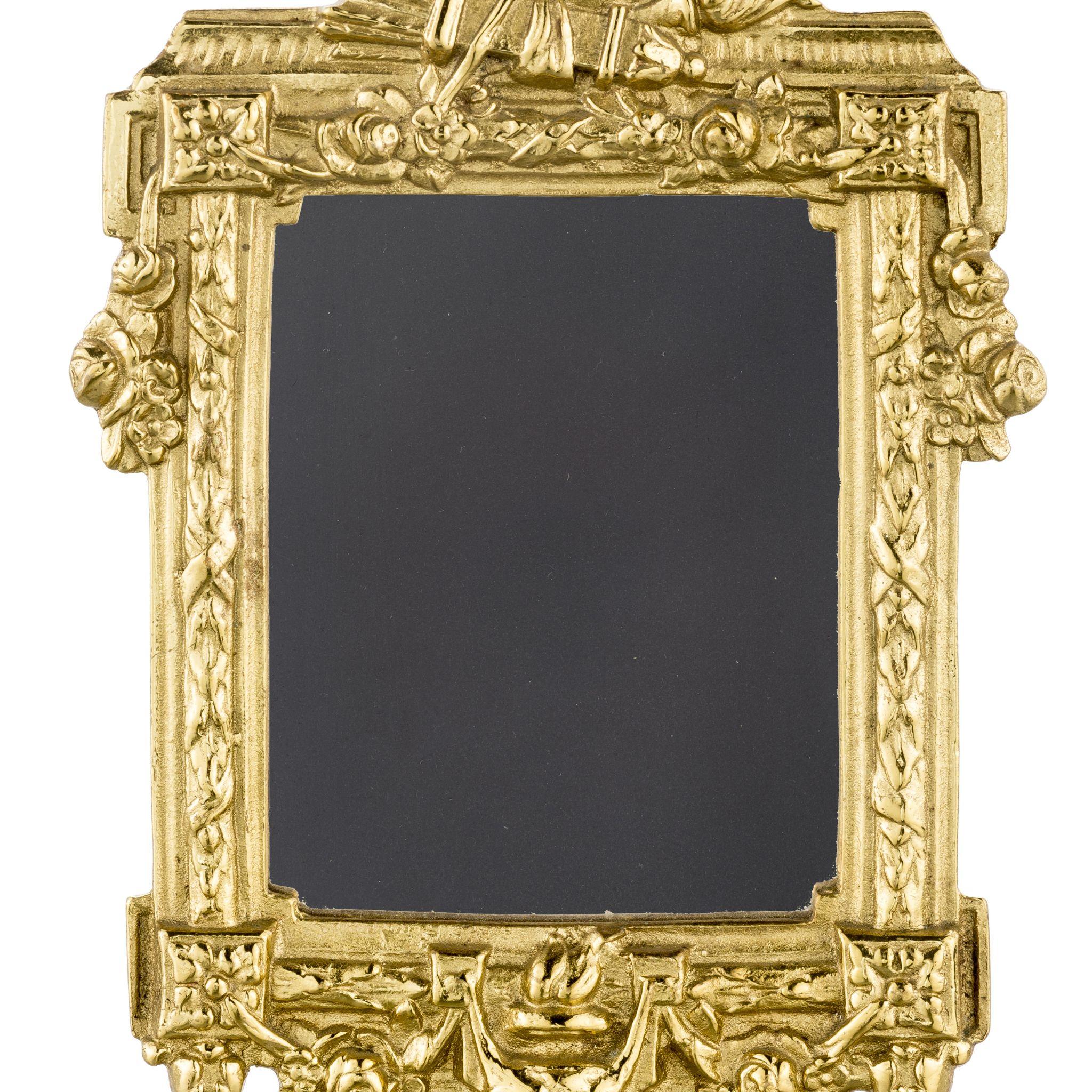Italian Sissi square brass frame with garland and doves For Sale