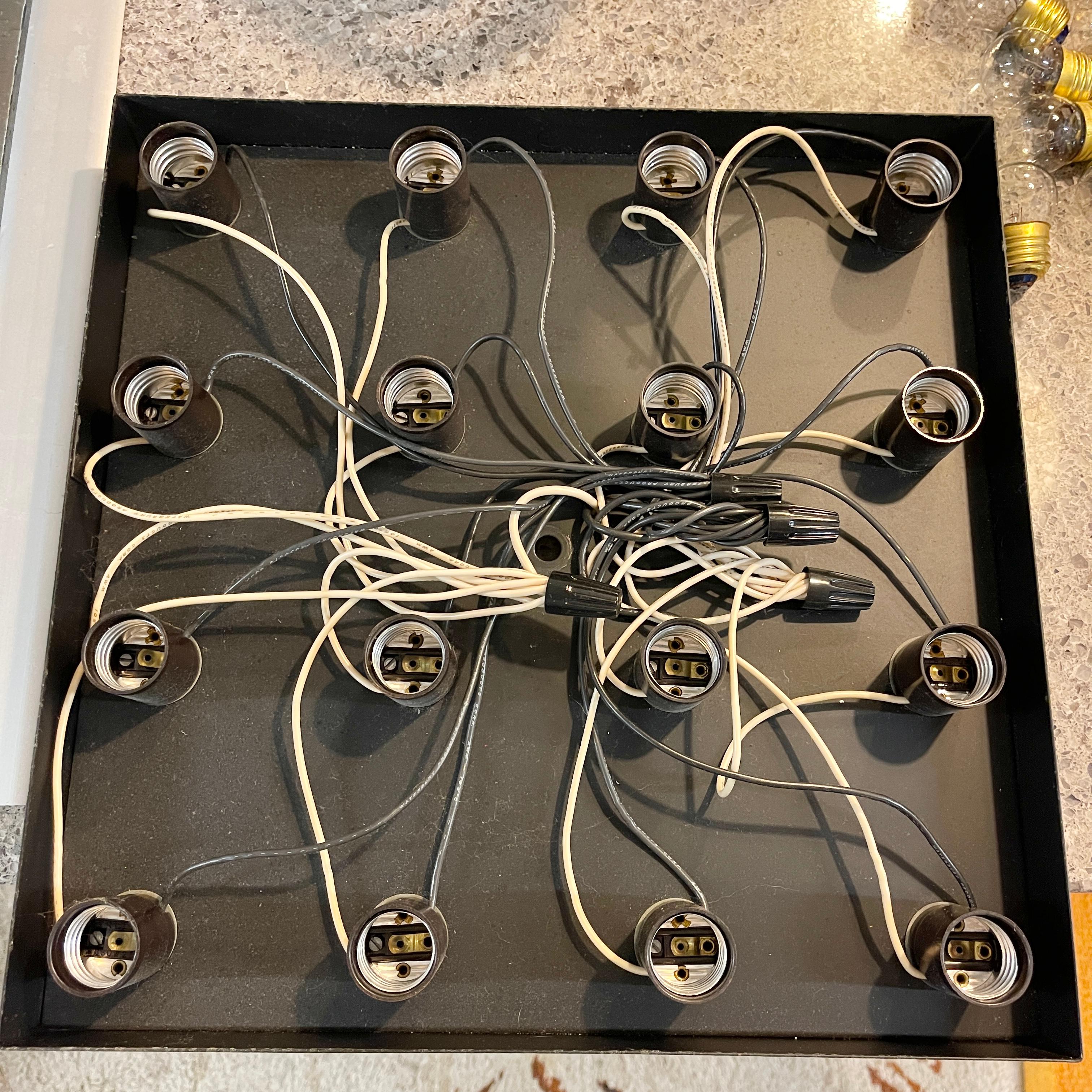 Square Brass Lightolier Flush Mount Ceiling Light 1