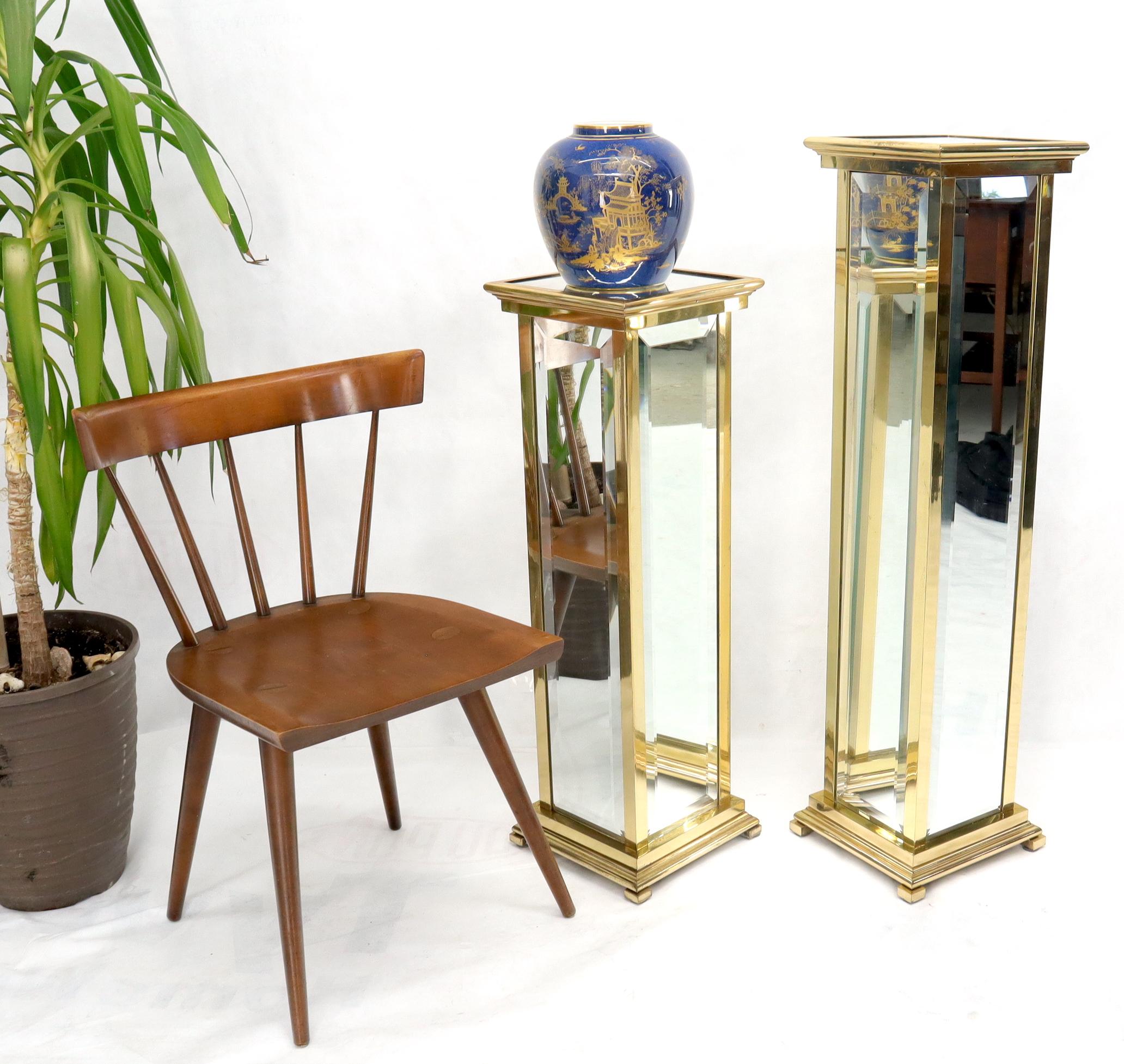 Studio custom choice of brass and mirror panel pedestals stands.
