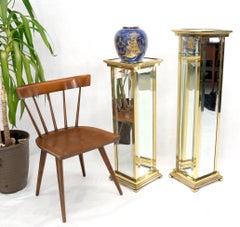 Square Brass and Mirror Panels Pedestals Stands
