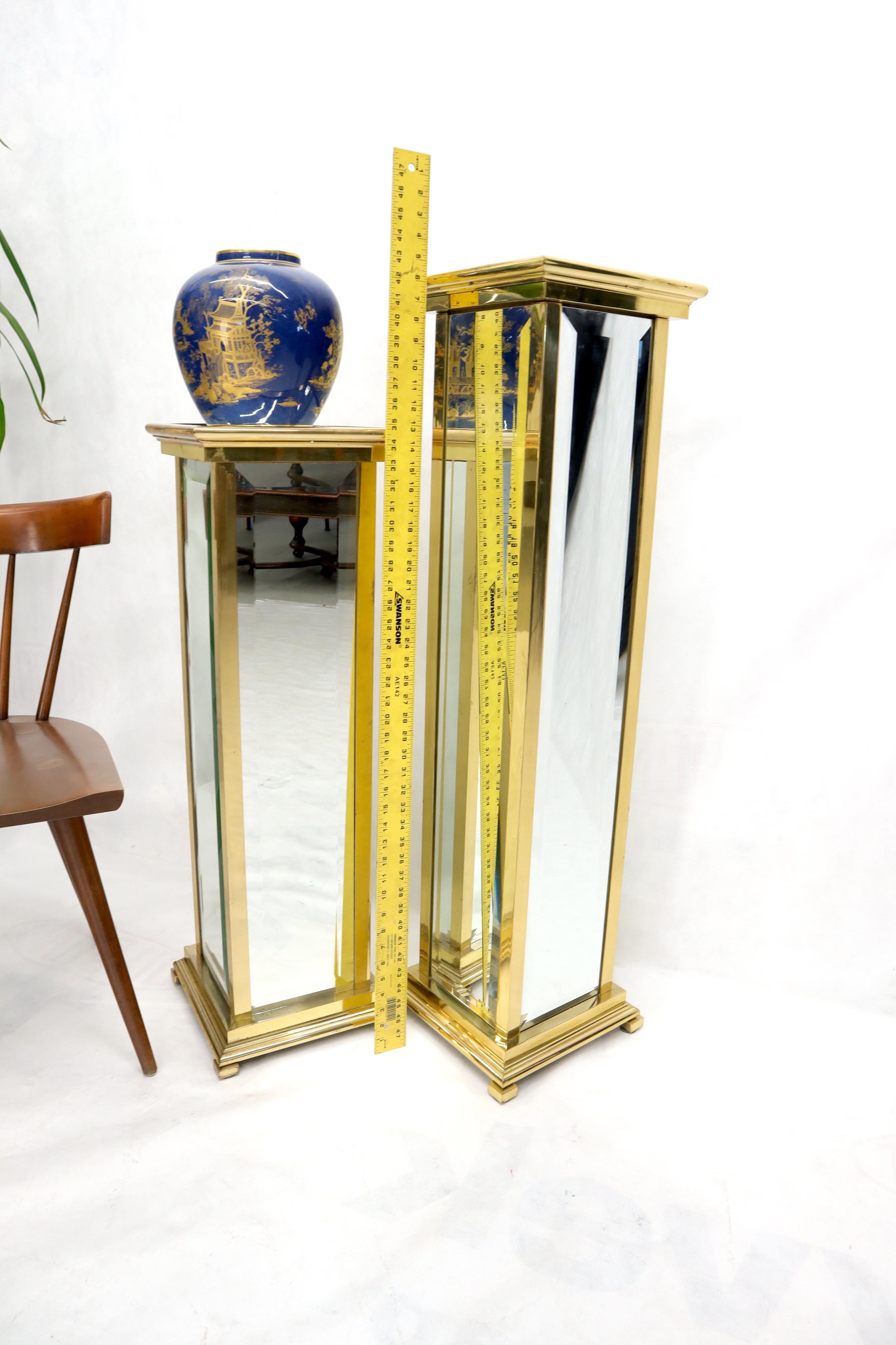 American Square Brass and Mirror Panels Pedestals Stands For Sale