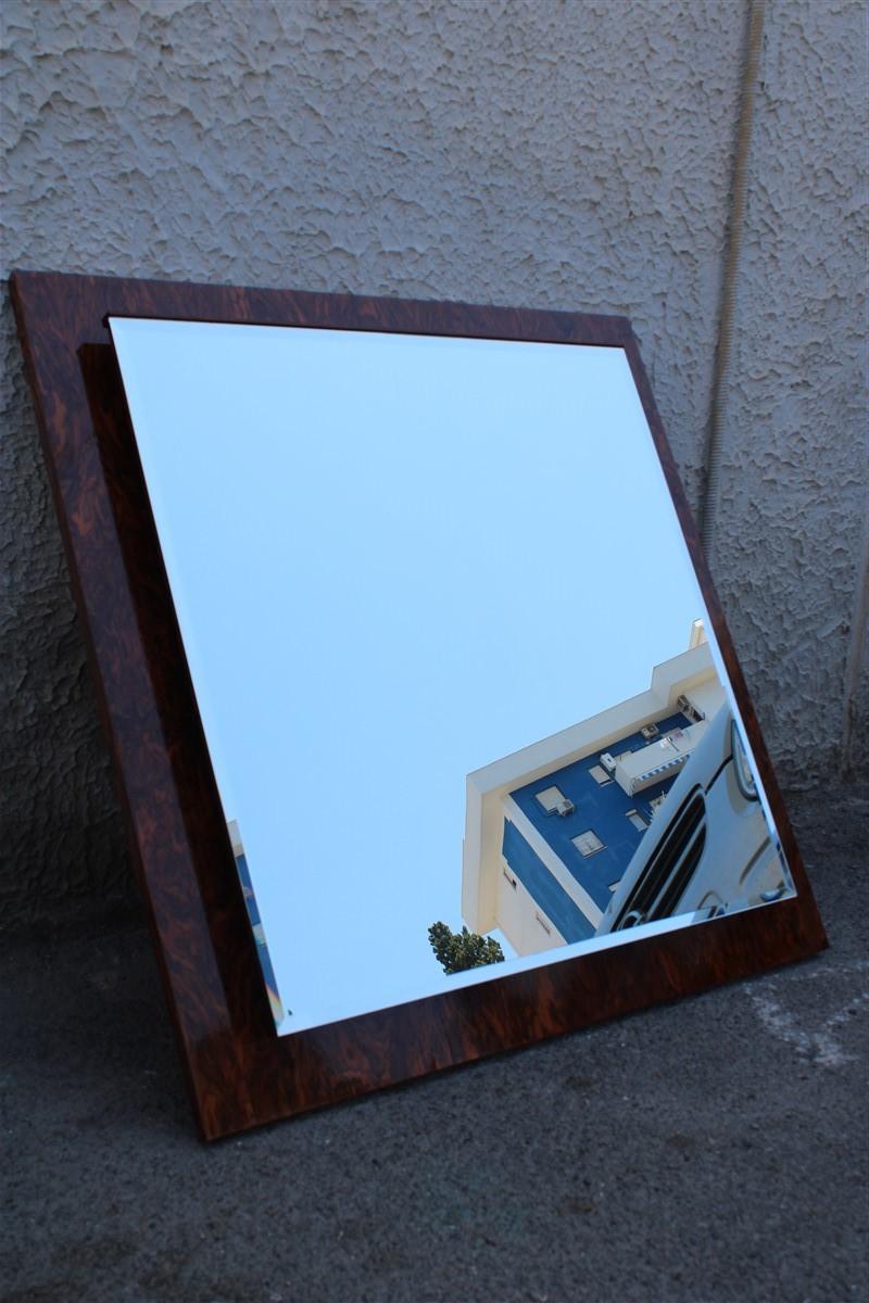 Square Briar Wall Mirror by Walnut Italian Design, 1970 For Sale 5