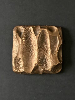 Square Bronze Door Handle with Abstract Design 'Unused'