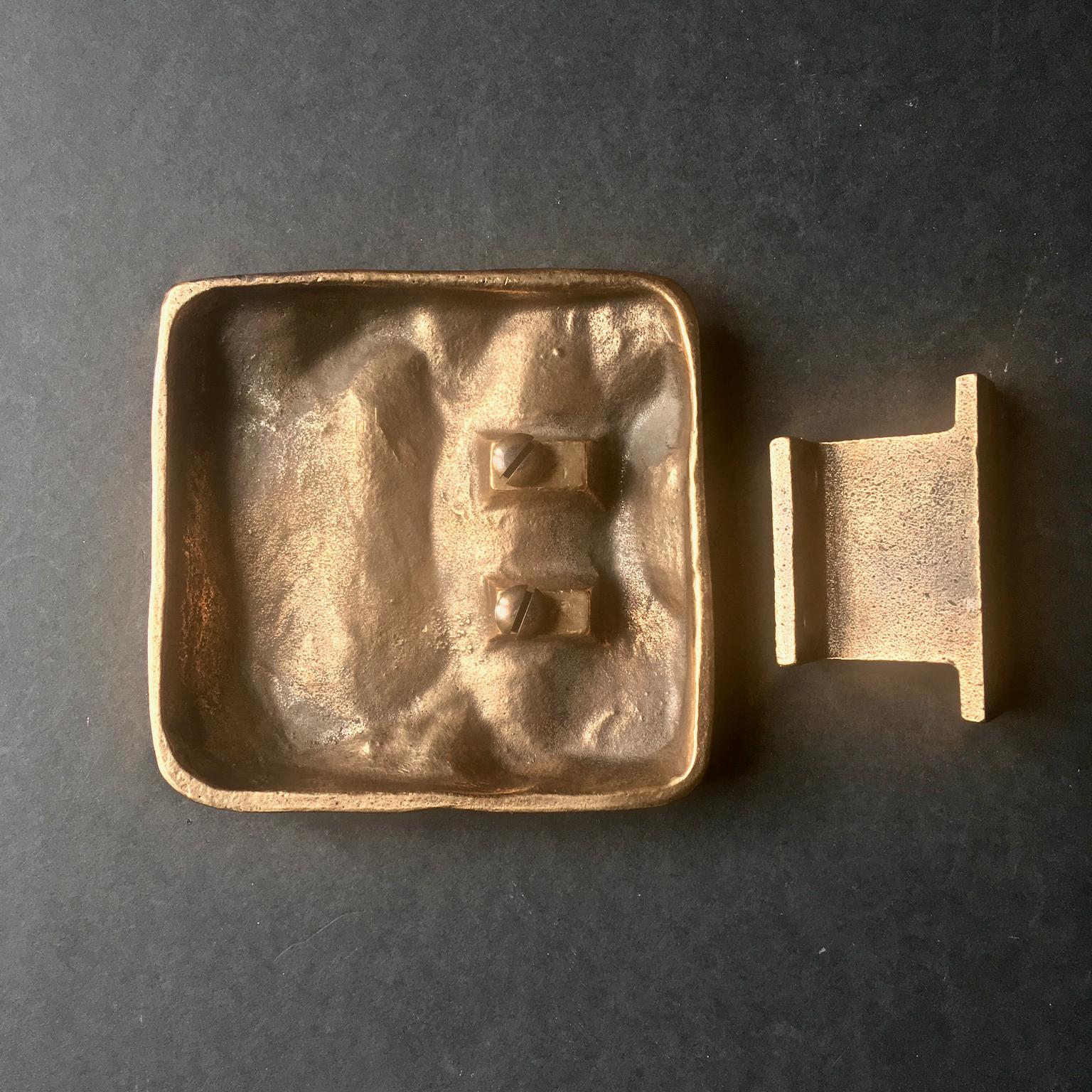 Square Bronze Door Handle with Abstract Design 'Unused' In Good Condition In London, GB