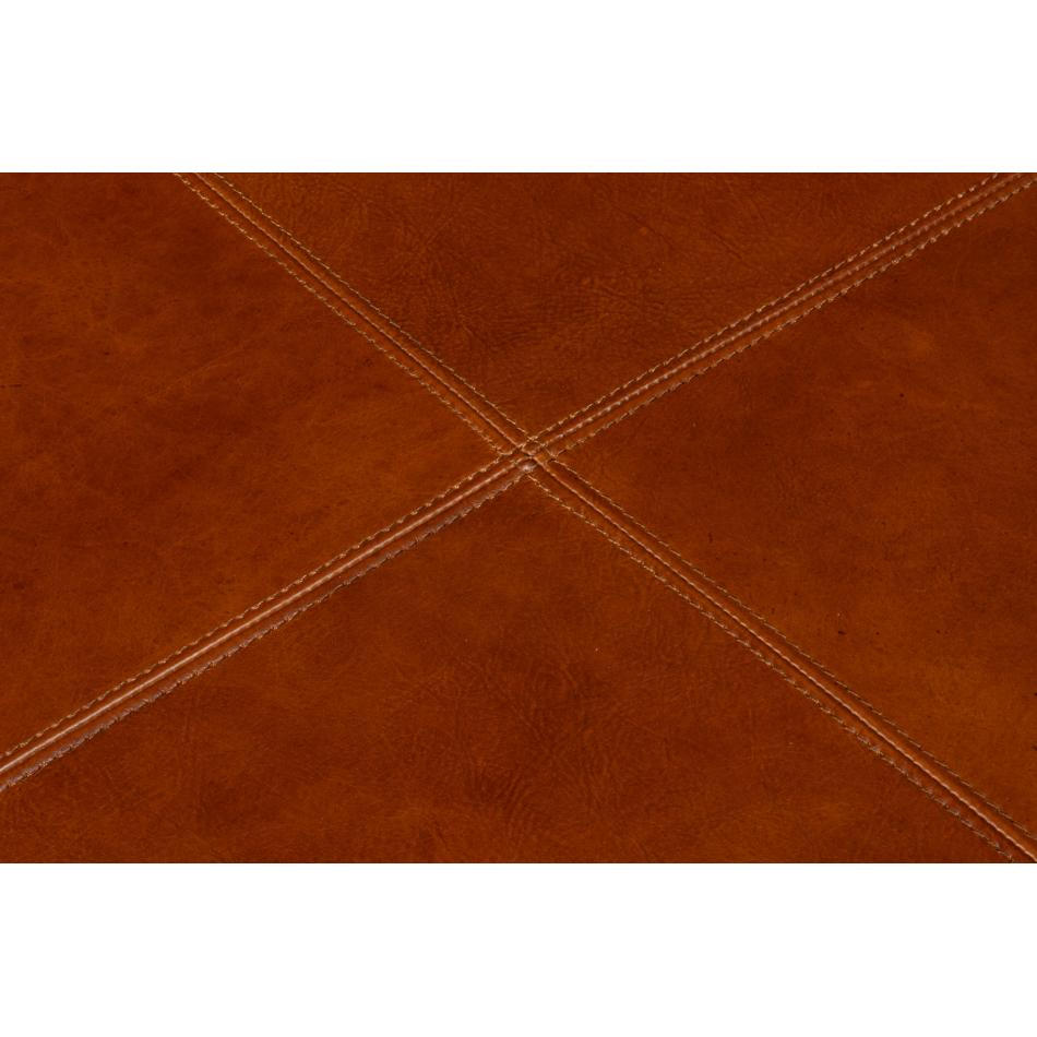 Pouf quadrato in pelle marrone in vendita 3