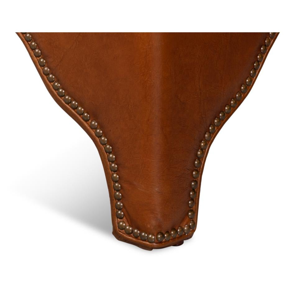 Pouf quadrato in pelle marrone in vendita 4