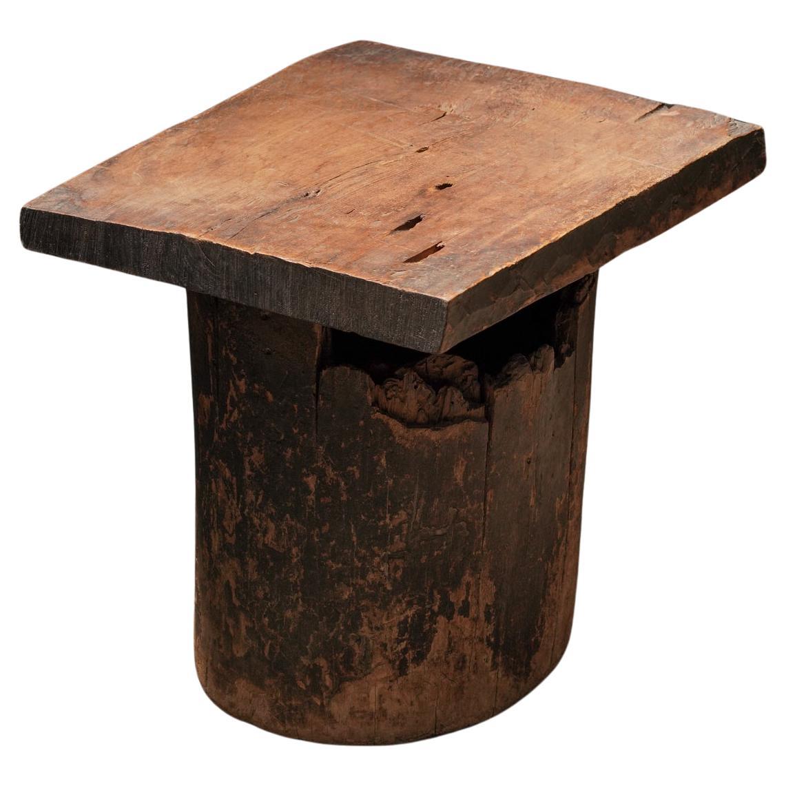 Square Brown Stump Side Table For Sale