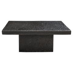 Square Brutalist Coffee Table with Stone Look