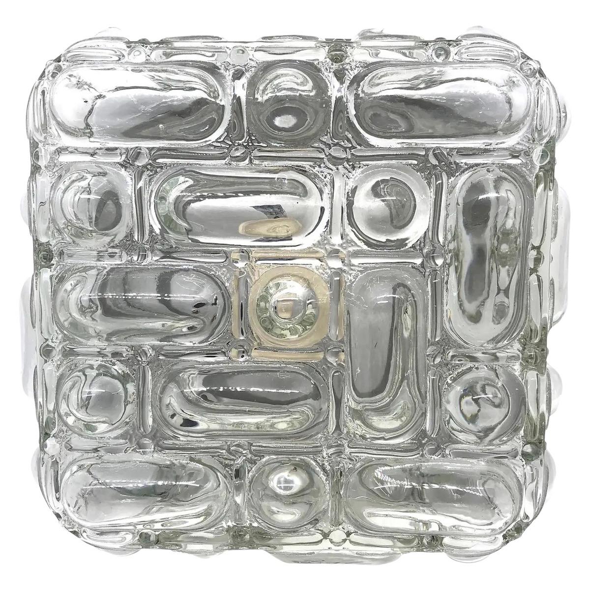 Square Bubble Glass Flush Mount Helena Tynell Style, Vintage, 1970s For Sale 5