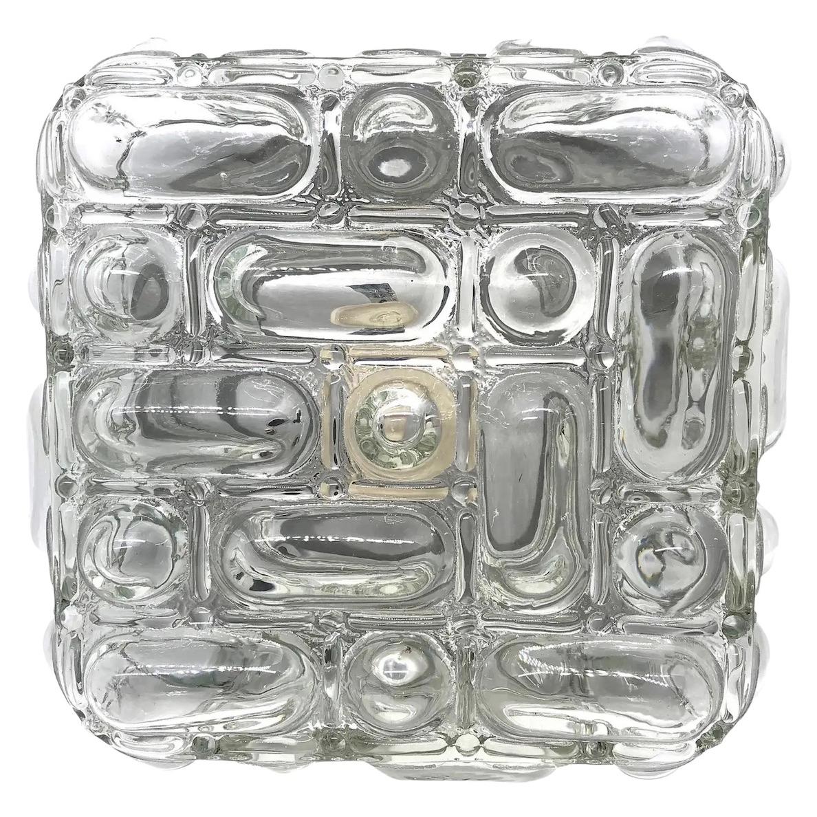 Square Bubble Glass Flush Mount Helena Tynell Style, Vintage, 1970s For Sale 6