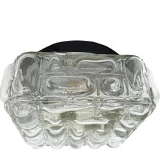 Square Bubble Glass Flush Mount Helena Tynell Style, Vintage, 1970s