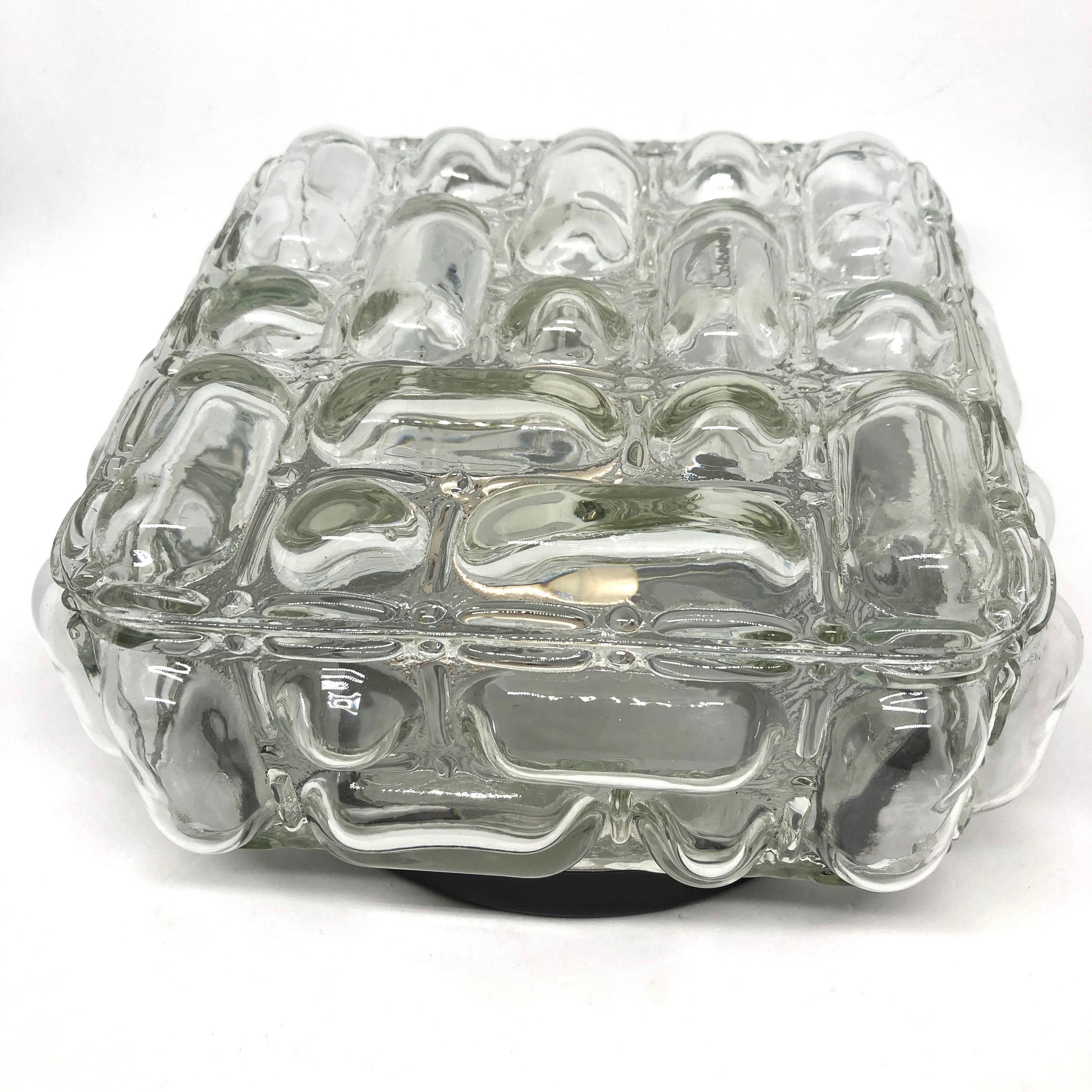 Square Bubble Glass Flush Mount Helena Tynell Style, Vintage, 1970s In Good Condition In Nuernberg, DE