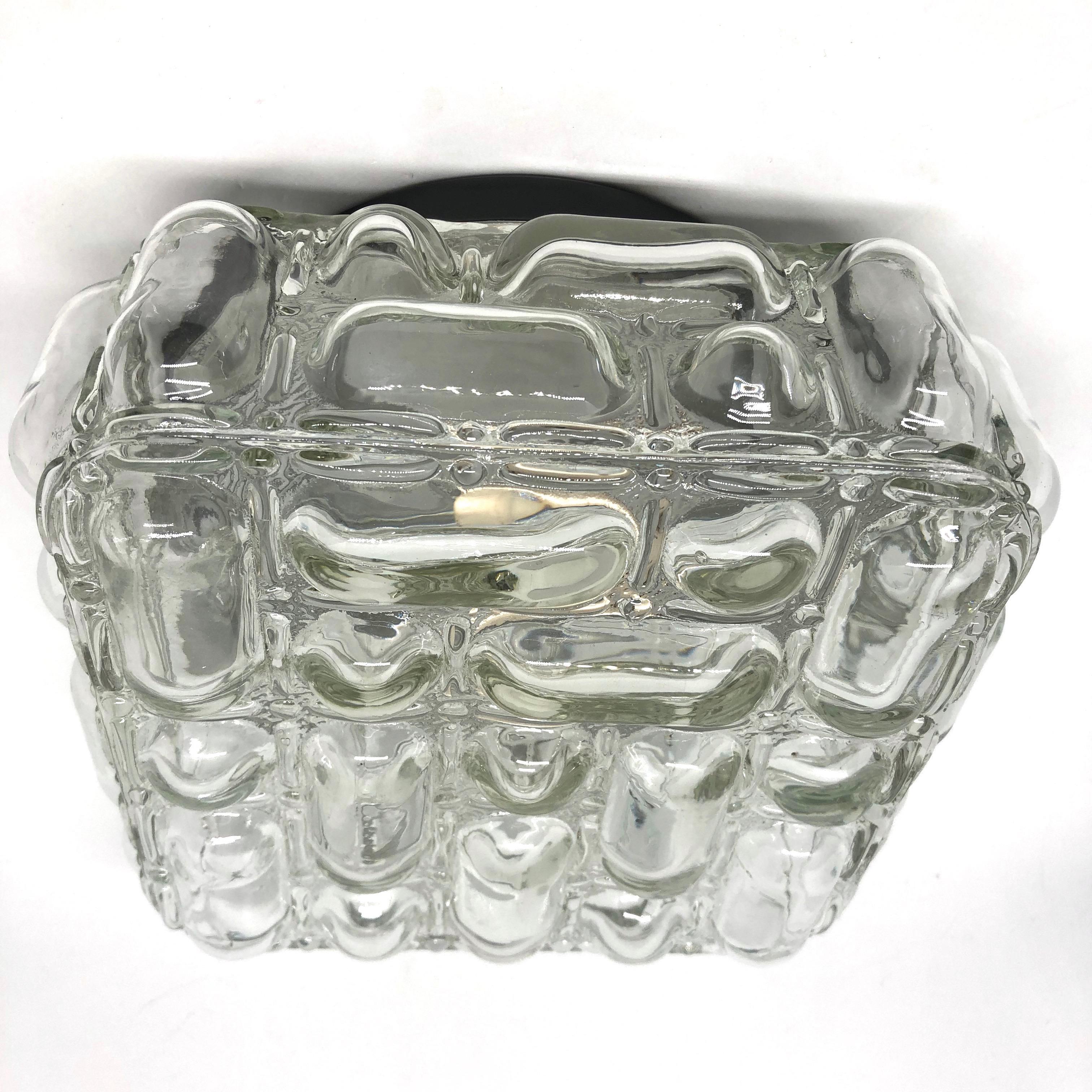 Square Bubble Glass Flush Mount Helena Tynell Style, Vintage, 1970s 1