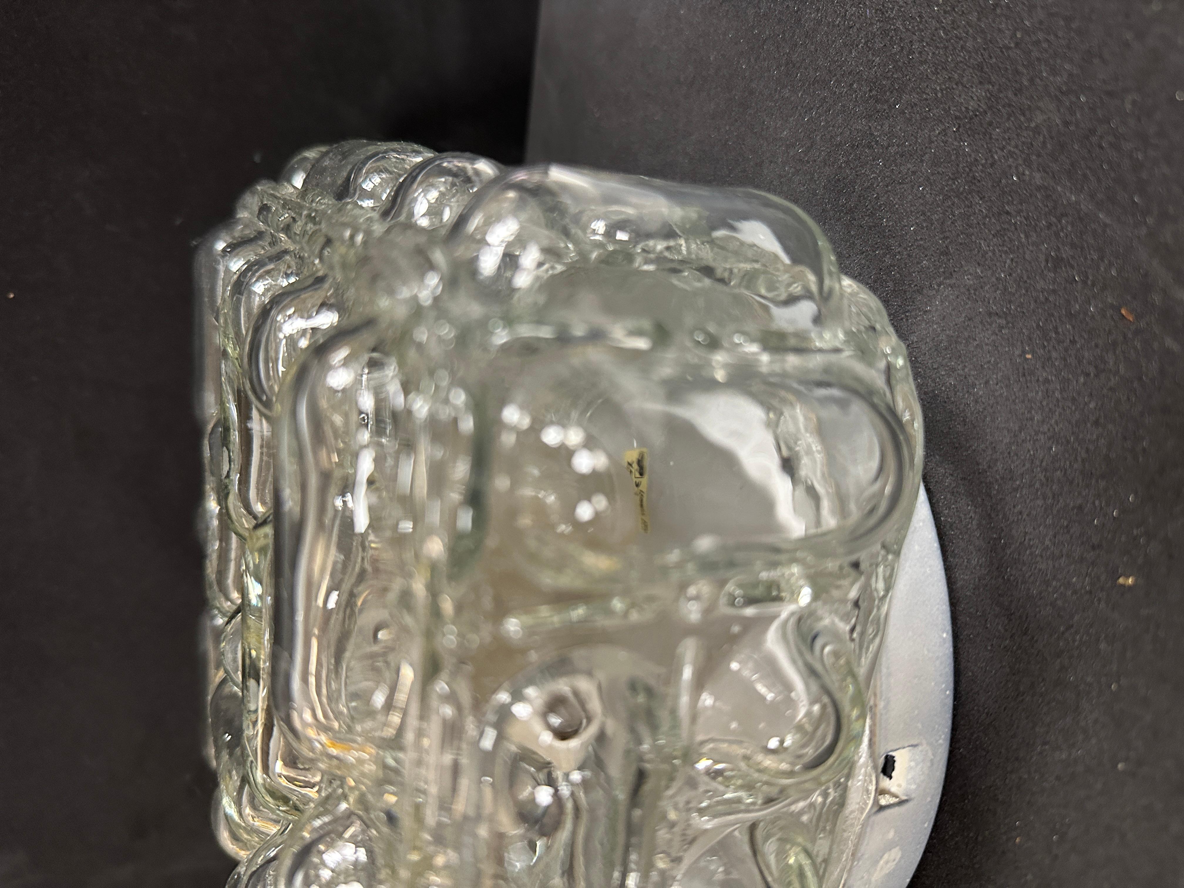 Square Bubble Glass Flush Mount Helena Tynell Style, Vintage, 1970s For Sale 1