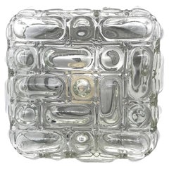 Monture affleurante carrée en verre bullé Helena Tynell Style, Vintage, années 1970