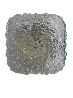 Square Bubble Glass Tynell Style Flush Mount Light by Glasshütte Limburg, 1970s