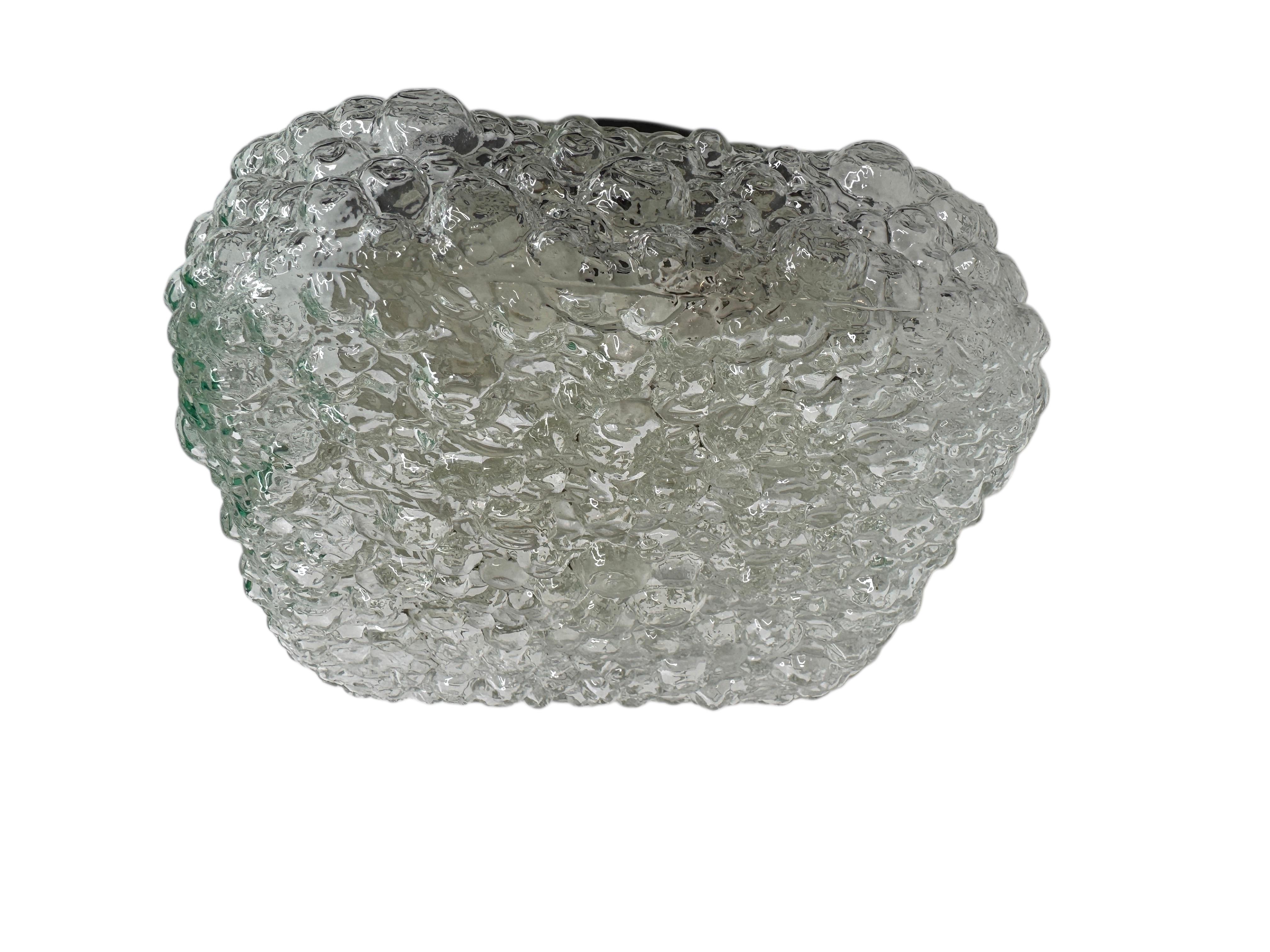 Late 20th Century Square Bubble Glass Tynell Style Flush Mount Light by Glasshütte Limburg, 1970s For Sale
