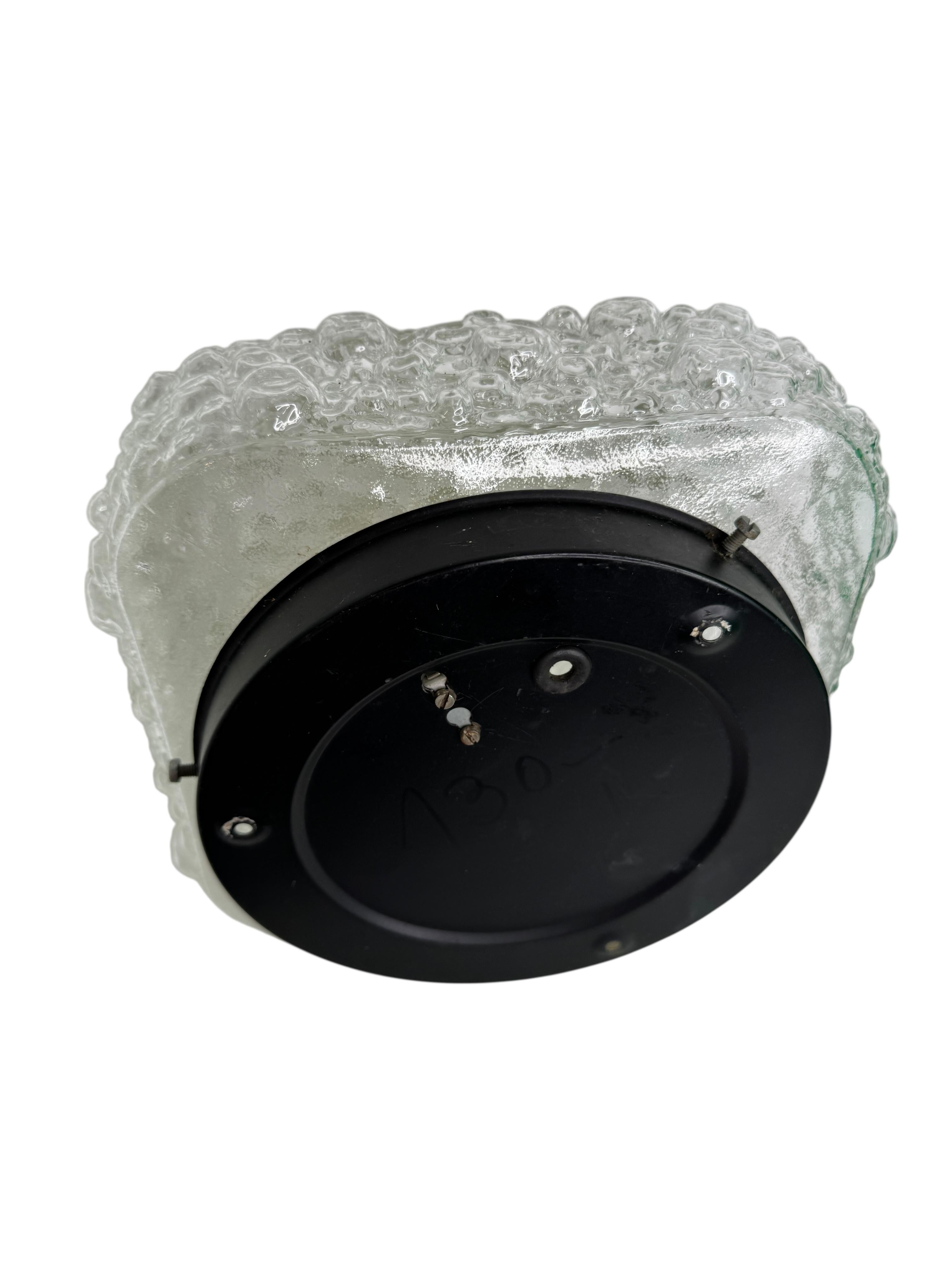 Metal Square Bubble Glass Tynell Style Flush Mount Light by Glasshütte Limburg, 1970s For Sale