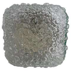 Square Bubble Glass Tynell Style Flush Mount Light by Glasshütte Limburg, 1970s
