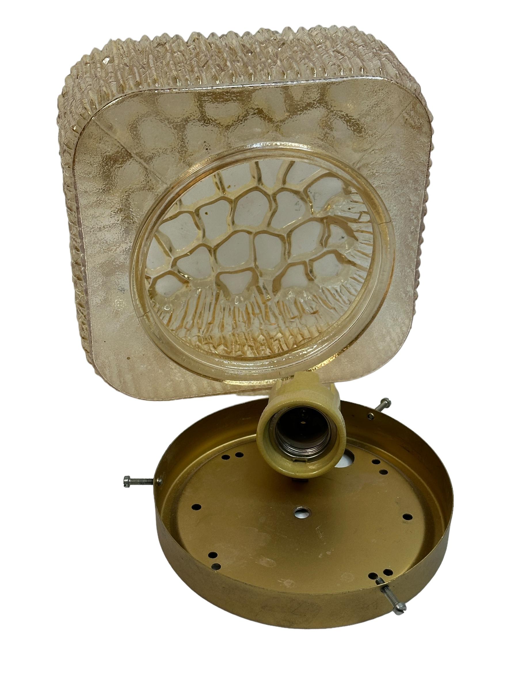 Quadratische Blasen schillerndes Rauchglas Einbaubeleuchtung, Vintage, 1960er Jahre (Deutsch) im Angebot
